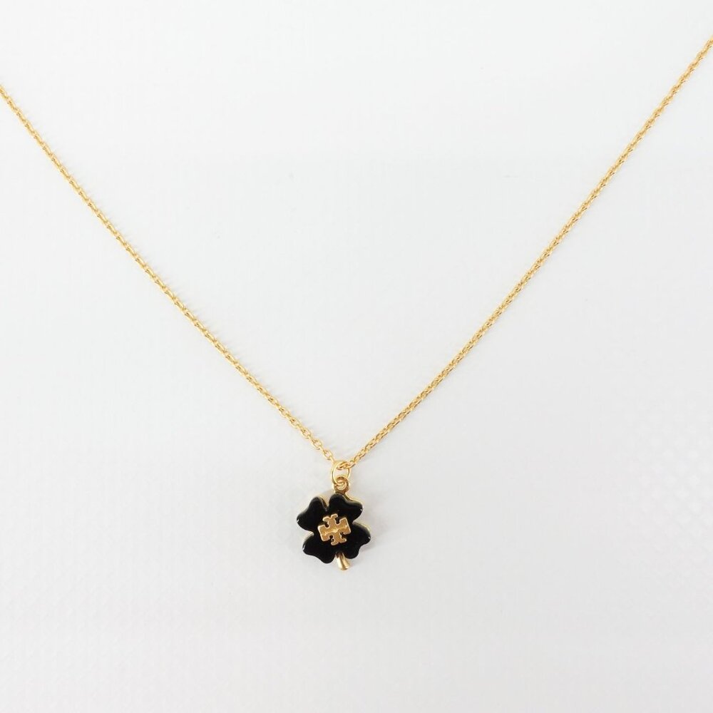 Tory Burch Resin Clover Necklace Black OS - Picture 6 of 10